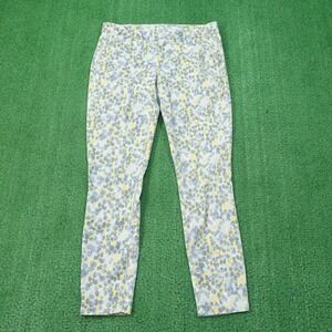 Gap Khakis Pants Womens 0 Skinny Mini Blue Yellow Abstract Print Stretch 30x26